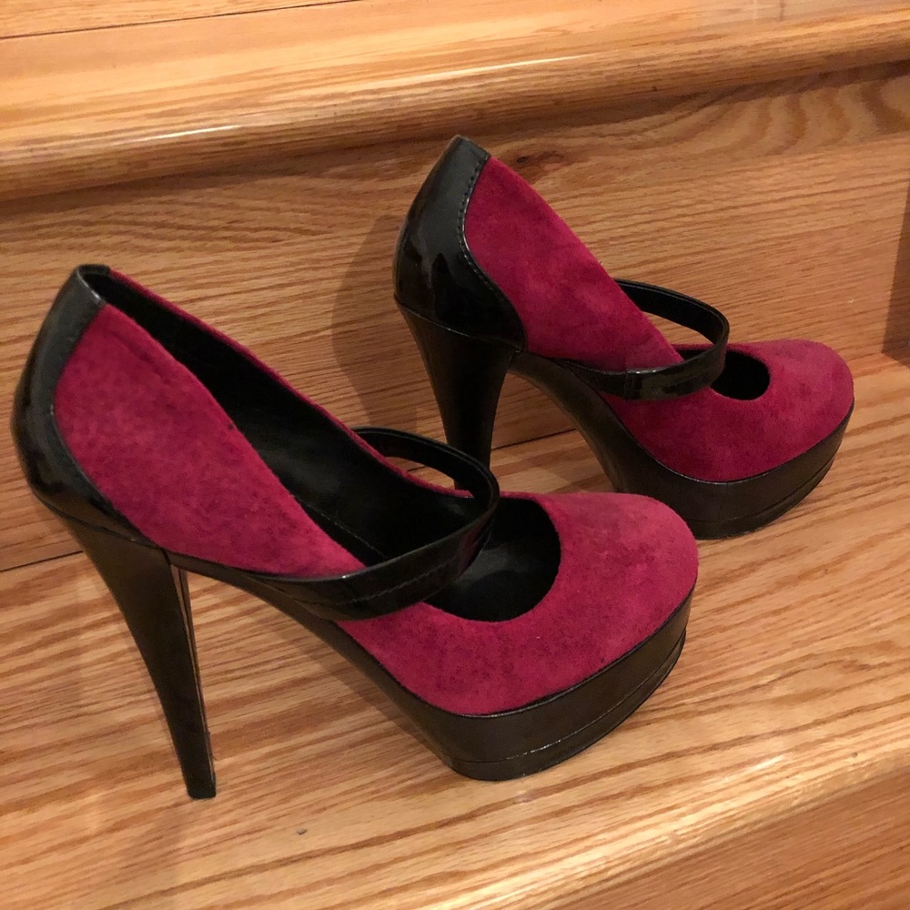 Jessica Simpson Cheetah Cranberry Black Heels 8.5